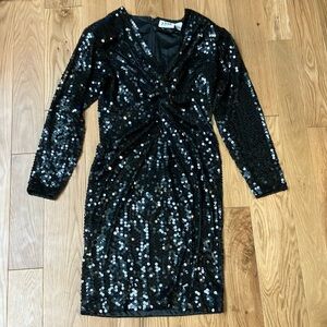 Vintage mega glam sequined black dress size 12
